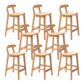 Solid Wood Low Back Bar Stool Modern Indoor Bar Chair with Footrest