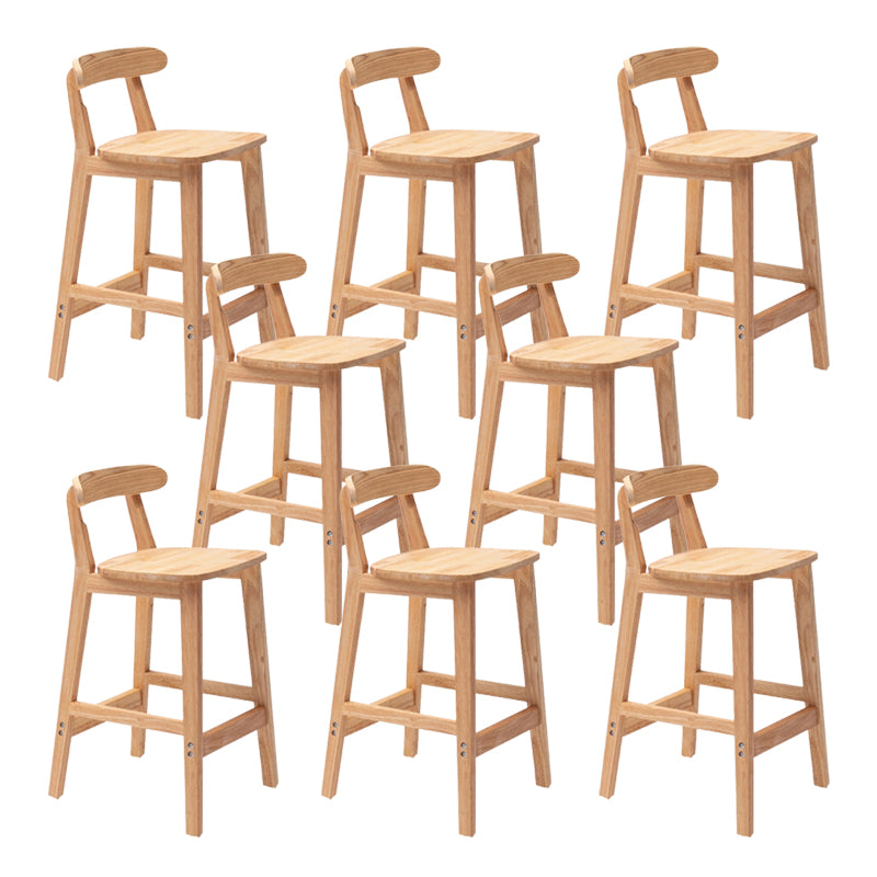 Solid Wood Low Back Bar Stool Modern Indoor Bar Chair with Footrest
