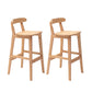 Solid Wood Low Back Bar Stool Modern Indoor Bar Chair with Footrest