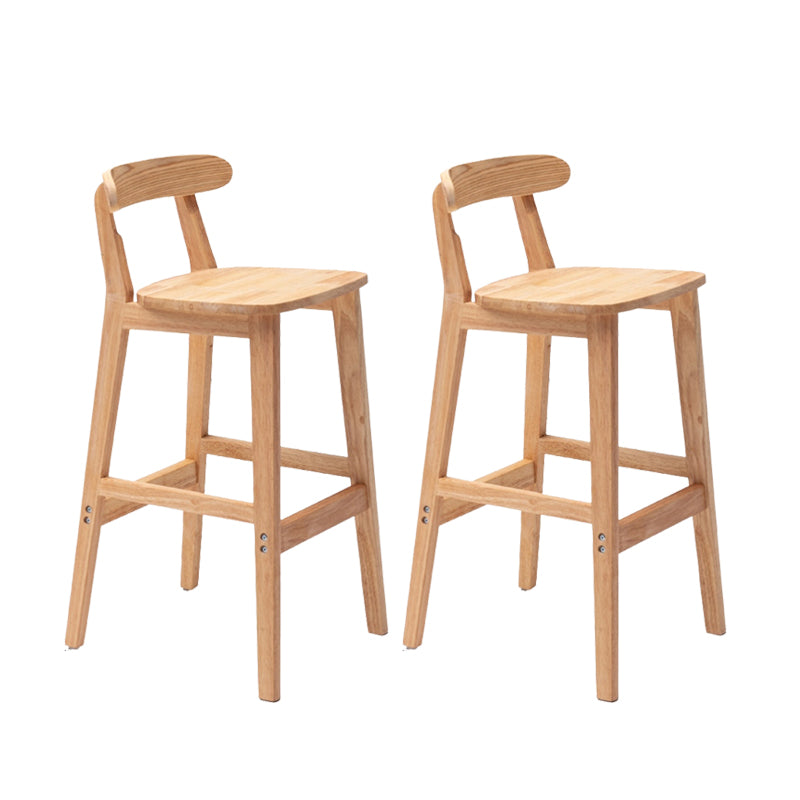 Solid Wood Low Back Bar Stool Modern Indoor Bar Chair with Footrest