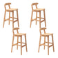 Solid Wood Low Back Bar Stool Modern Indoor Bar Chair with Footrest
