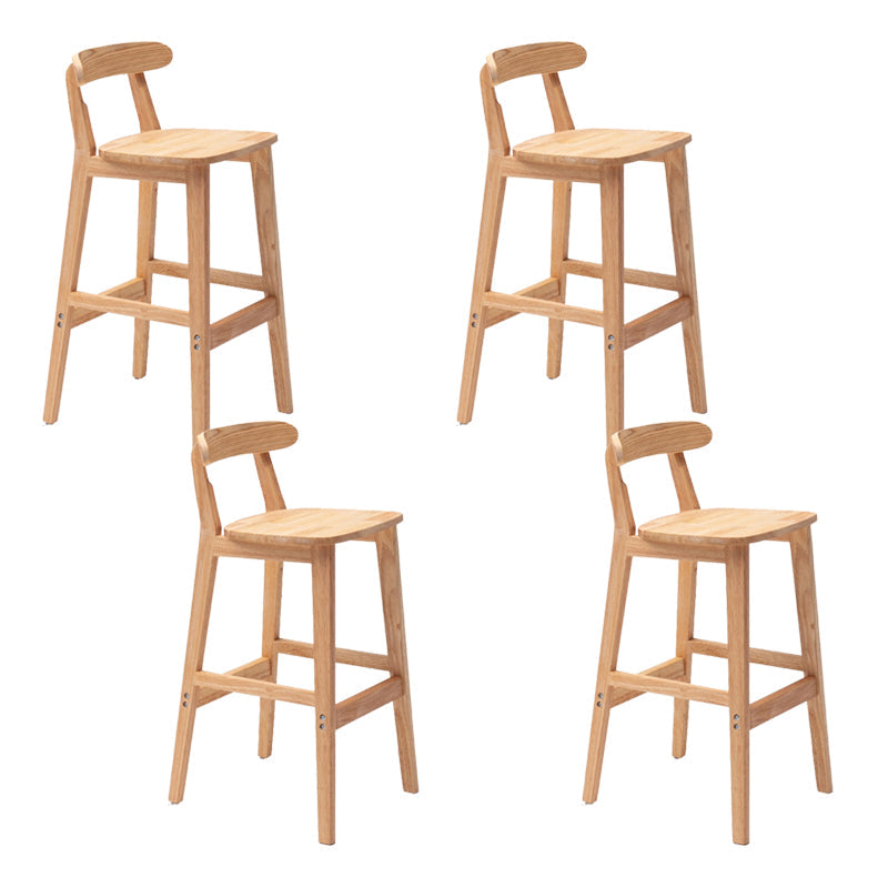 Solid Wood Low Back Bar Stool Modern Indoor Bar Chair with Footrest