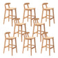 Solid Wood Low Back Bar Stool Modern Indoor Bar Chair with Footrest