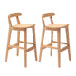 Solid Wood Low Back Bar Stool Modern Indoor Bar Chair with Footrest