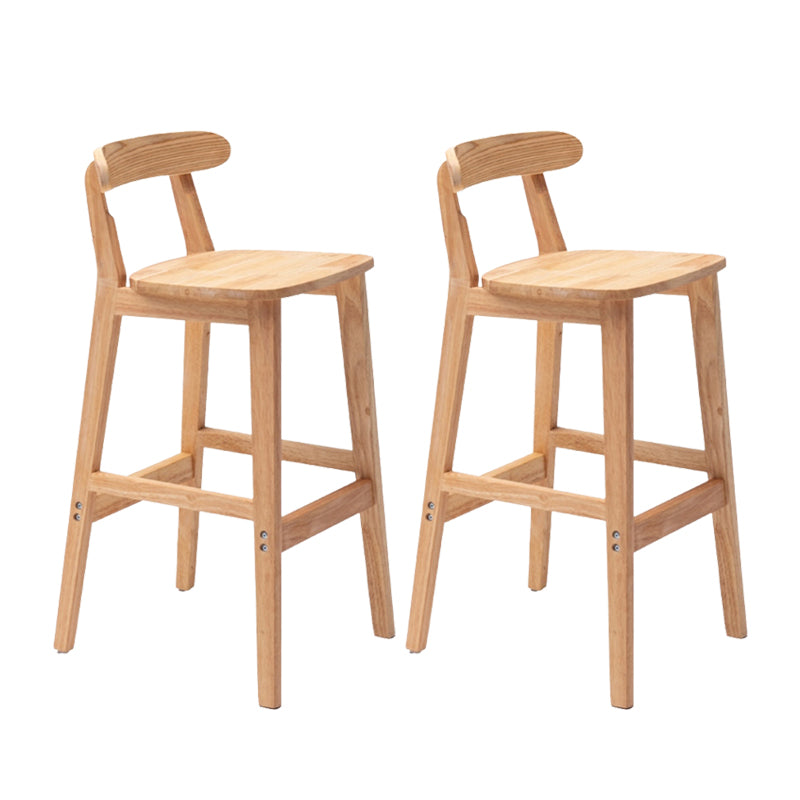 Solid Wood Low Back Bar Stool Modern Indoor Bar Chair with Footrest