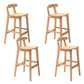Solid Wood Low Back Bar Stool Modern Indoor Bar Chair with Footrest