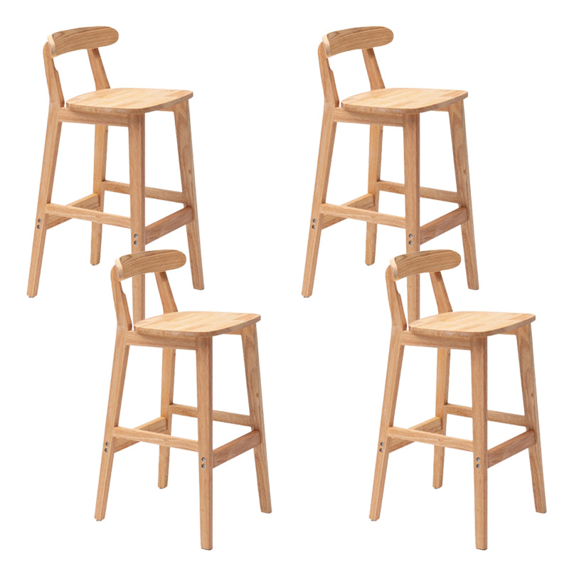 Solid Wood Low Back Bar Stool Modern Indoor Bar Chair with Footrest