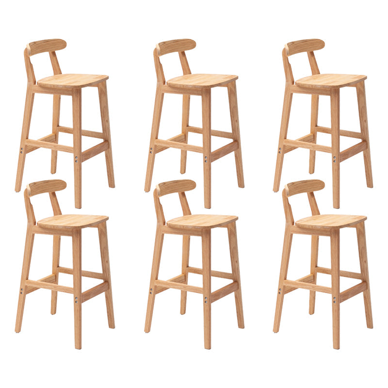 Solid Wood Low Back Bar Stool Modern Indoor Bar Chair with Footrest