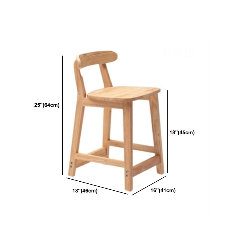 Solid Wood Low Back Bar Stool Modern Indoor Bar Chair with Footrest