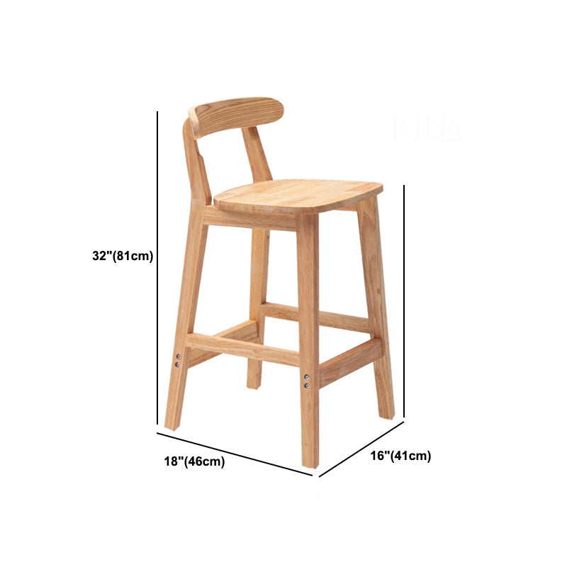 Solid Wood Low Back Bar Stool Modern Indoor Bar Chair with Footrest