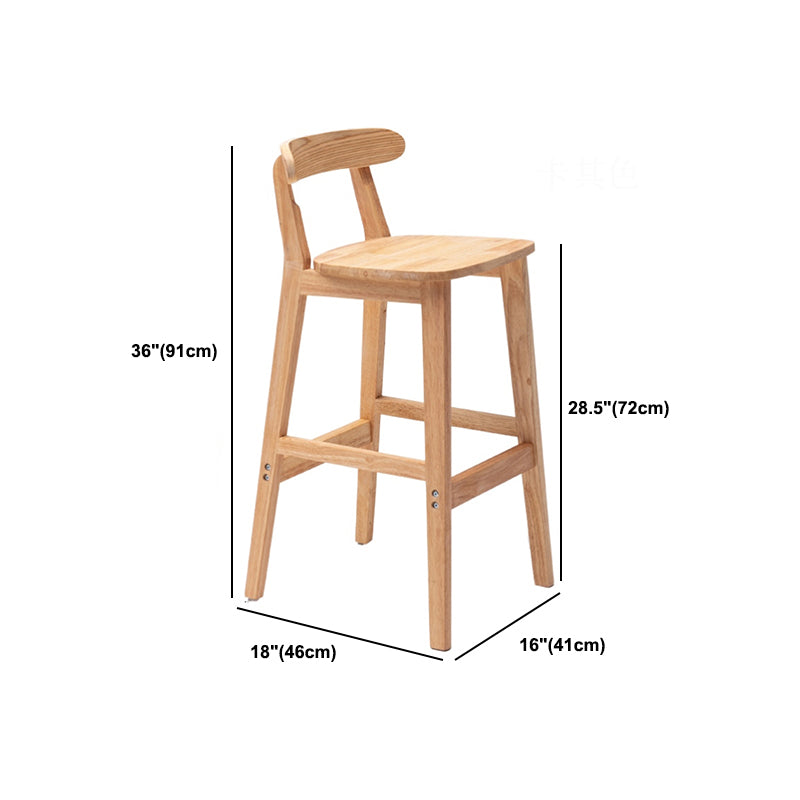 Solid Wood Low Back Bar Stool Modern Indoor Bar Chair with Footrest
