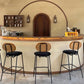 Industrial Upholstered Bar Chair Rattan Weave Low Back Bar Stool