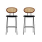 Industrial Upholstered Bar Chair Rattan Weave Low Back Bar Stool