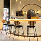 Industrial Upholstered Bar Chair Rattan Weave Low Back Bar Stool
