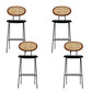 Industrial Upholstered Bar Chair Rattan Weave Low Back Bar Stool
