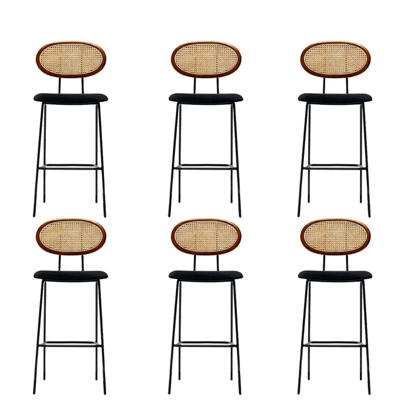 Industrial Upholstered Bar Chair Rattan Weave Low Back Bar Stool