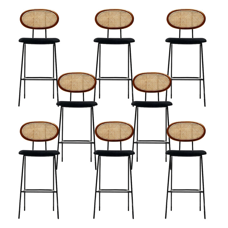 Industrial Upholstered Bar Chair Rattan Weave Low Back Bar Stool