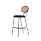 Industrial Upholstered Bar Chair Rattan Weave Low Back Bar Stool