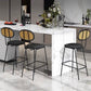 Industrial Upholstered Bar Chair Rattan Weave Low Back Bar Stool