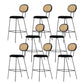 Industrial Upholstered Bar Chair Rattan Weave Low Back Bar Stool