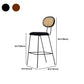 Industrial Upholstered Bar Chair Rattan Weave Low Back Bar Stool