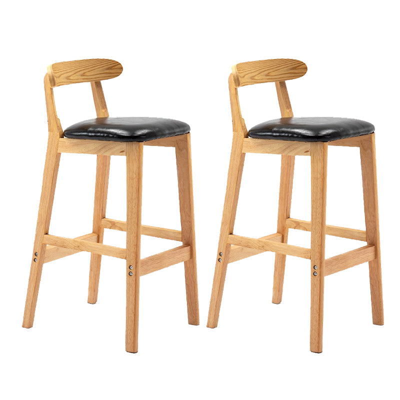 Modern Rubberwood Dessert Shop Barstool Footrest Matte Finish Stool Black 2 Piece Set Clearhalo 'Bar Furniture' 'Bar Stools' 'bar_stools' 'furn' 'furn_bar_stools' 'Furniture' 'Kitchen & Dining Furniture' 5777793
