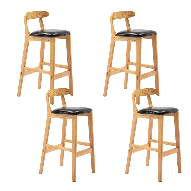 Modern Rubberwood Dessert Shop Barstool Footrest Matte Finish Stool Black 4 Piece Set Clearhalo 'Bar Furniture' 'Bar Stools' 'bar_stools' 'furn' 'furn_bar_stools' 'Furniture' 'Kitchen & Dining Furniture' 5777796