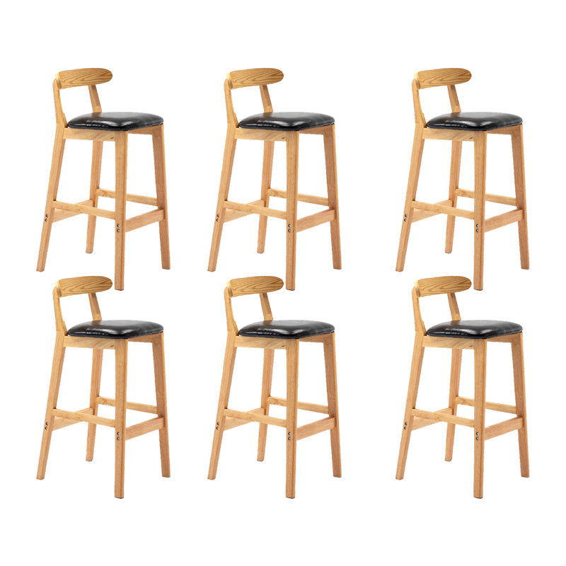 Modern Rubberwood Dessert Shop Barstool Footrest Matte Finish Stool Black 6 Piece Set Clearhalo 'Bar Furniture' 'Bar Stools' 'bar_stools' 'furn' 'furn_bar_stools' 'Furniture' 'Kitchen & Dining Furniture' 5777798