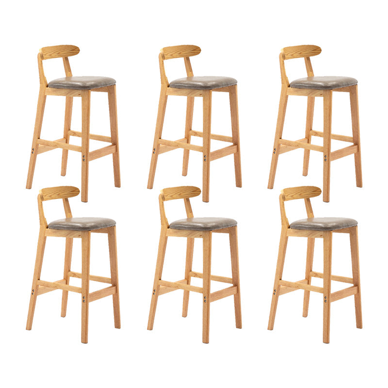 Modern Rubberwood Dessert Shop Barstool Footrest Matte Finish Stool Grey 6 Piece Set Clearhalo 'Bar Furniture' 'Bar Stools' 'bar_stools' 'furn' 'furn_bar_stools' 'Furniture' 'Kitchen & Dining Furniture' 5777808