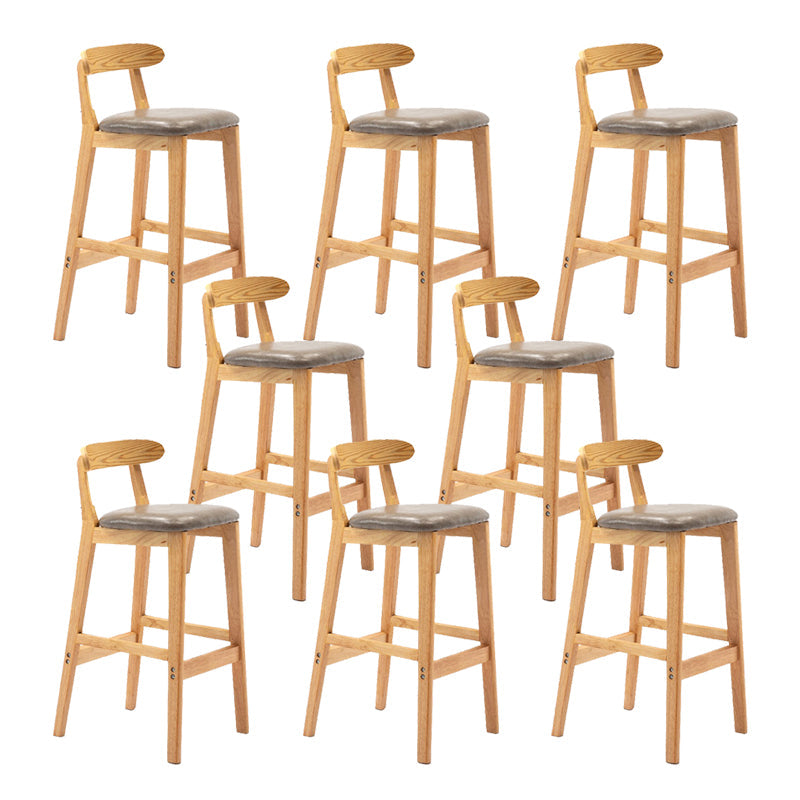 Modern Rubberwood Dessert Shop Barstool Footrest Matte Finish Stool Grey 8 Piece Set Clearhalo 'Bar Furniture' 'Bar Stools' 'bar_stools' 'furn' 'furn_bar_stools' 'Furniture' 'Kitchen & Dining Furniture' 5777810