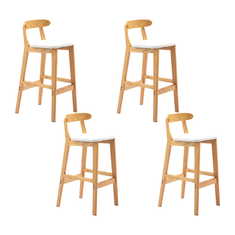 Modern Rubberwood Dessert Shop Barstool Footrest Matte Finish Stool White 4 Piece Set Clearhalo 'Bar Furniture' 'Bar Stools' 'bar_stools' 'furn' 'furn_bar_stools' 'Furniture' 'Kitchen & Dining Furniture' 5777819