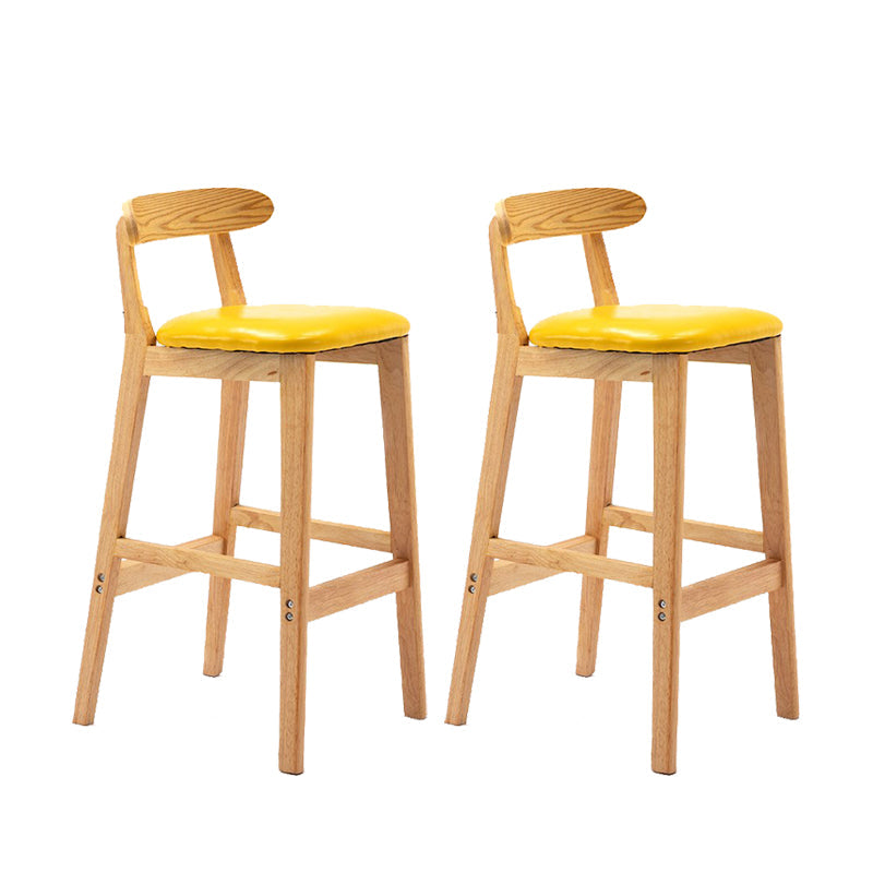 Modern Rubberwood Dessert Shop Barstool Footrest Matte Finish Stool Yellow 2 Piece Set Clearhalo 'Bar Furniture' 'Bar Stools' 'bar_stools' 'furn' 'furn_bar_stools' 'Furniture' 'Kitchen & Dining Furniture' 5777823