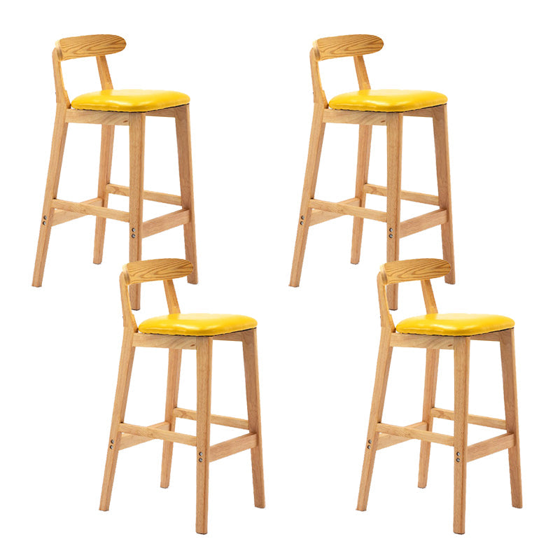 Modern Rubberwood Dessert Shop Barstool Footrest Matte Finish Stool Yellow 4 Piece Set Clearhalo 'Bar Furniture' 'Bar Stools' 'bar_stools' 'furn' 'furn_bar_stools' 'Furniture' 'Kitchen & Dining Furniture' 5777824