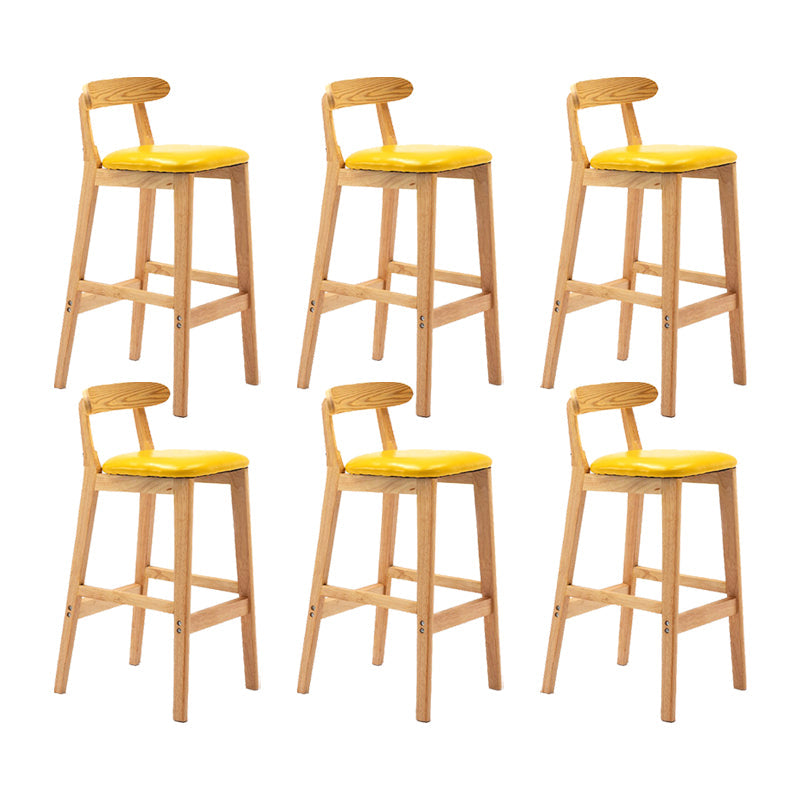 Modern Rubberwood Dessert Shop Barstool Footrest Matte Finish Stool Yellow 6 Piece Set Clearhalo 'Bar Furniture' 'Bar Stools' 'bar_stools' 'furn' 'furn_bar_stools' 'Furniture' 'Kitchen & Dining Furniture' 5777825