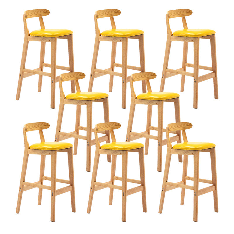 Modern Rubberwood Dessert Shop Barstool Footrest Matte Finish Stool Yellow 8 Piece Set Clearhalo 'Bar Furniture' 'Bar Stools' 'bar_stools' 'furn' 'furn_bar_stools' 'Furniture' 'Kitchen & Dining Furniture' 5777826