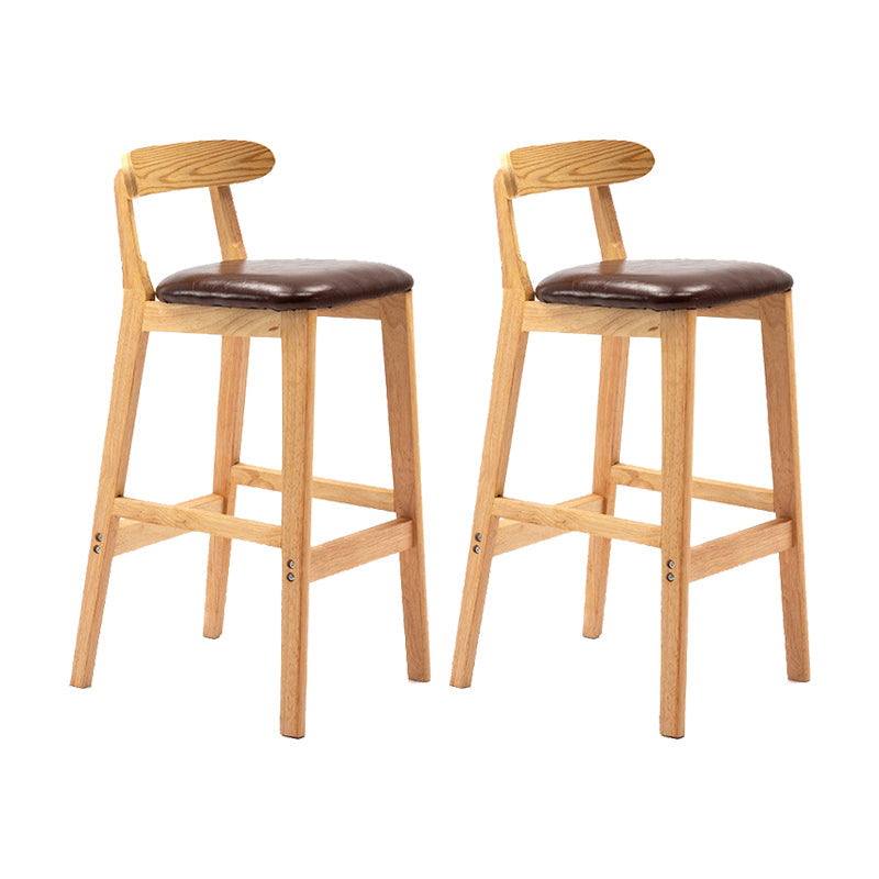 Modern Rubberwood Dessert Shop Barstool Footrest Matte Finish Stool Brown 2 Piece Set Clearhalo 'Bar Furniture' 'Bar Stools' 'bar_stools' 'furn' 'furn_bar_stools' 'Furniture' 'Kitchen & Dining Furniture' 5777828