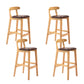 Modern Rubberwood Dessert Shop Barstool Footrest Matte Finish Stool Brown 4 Piece Set Clearhalo 'Bar Furniture' 'Bar Stools' 'bar_stools' 'furn' 'furn_bar_stools' 'Furniture' 'Kitchen & Dining Furniture' 5777829