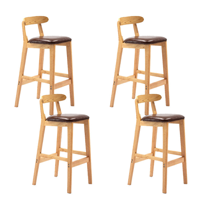 Modern Rubberwood Dessert Shop Barstool Footrest Matte Finish Stool Brown 4 Piece Set Clearhalo 'Bar Furniture' 'Bar Stools' 'bar_stools' 'furn' 'furn_bar_stools' 'Furniture' 'Kitchen & Dining Furniture' 5777829