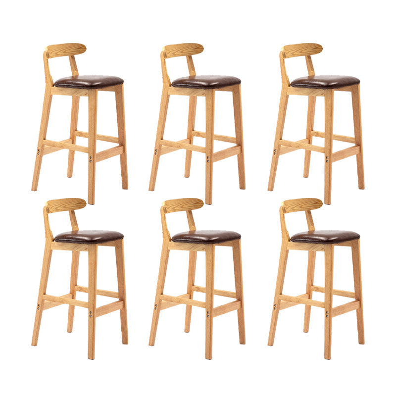 Modern Rubberwood Dessert Shop Barstool Footrest Matte Finish Stool Brown 6 Piece Set Clearhalo 'Bar Furniture' 'Bar Stools' 'bar_stools' 'furn' 'furn_bar_stools' 'Furniture' 'Kitchen & Dining Furniture' 5777830