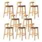 Modern Rubberwood Dessert Shop Barstool Footrest Matte Finish Stool Brown 8 Piece Set Clearhalo 'Bar Furniture' 'Bar Stools' 'bar_stools' 'furn' 'furn_bar_stools' 'Furniture' 'Kitchen & Dining Furniture' 5777831