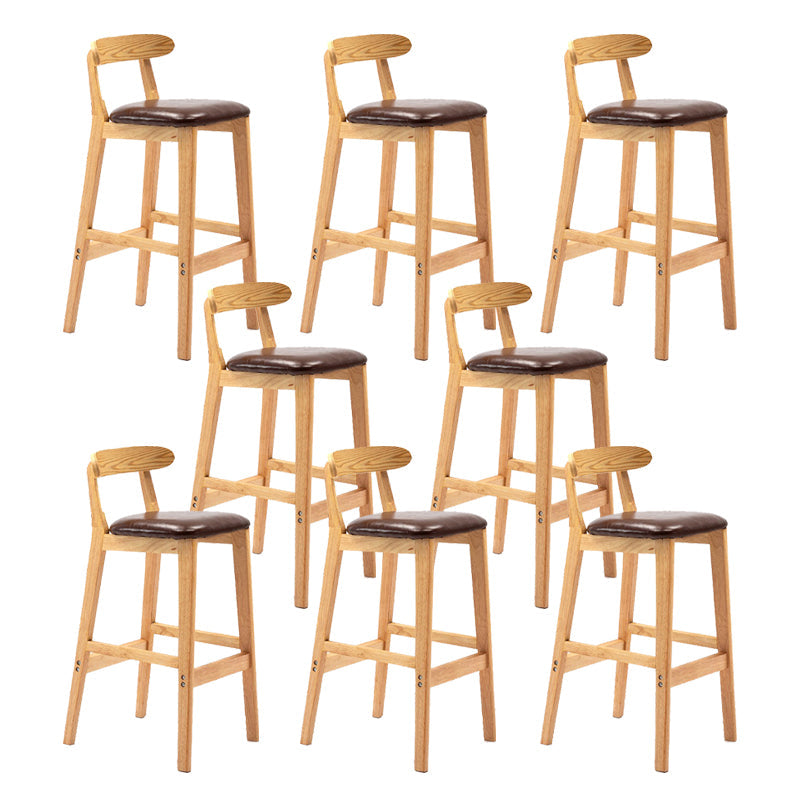 Modern Rubberwood Dessert Shop Barstool Footrest Matte Finish Stool Brown 8 Piece Set Clearhalo 'Bar Furniture' 'Bar Stools' 'bar_stools' 'furn' 'furn_bar_stools' 'Furniture' 'Kitchen & Dining Furniture' 5777831