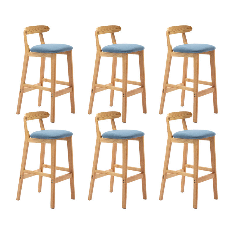 Modern Rubberwood Dessert Shop Barstool Footrest Matte Finish Stool Sky Blue 6 Piece Set Clearhalo 'Bar Furniture' 'Bar Stools' 'bar_stools' 'furn' 'furn_bar_stools' 'Furniture' 'Kitchen & Dining Furniture' 5777835