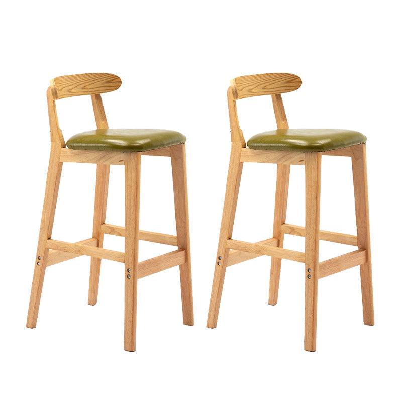 Modern Rubberwood Dessert Shop Barstool Footrest Matte Finish Stool Green 2 Piece Set Clearhalo 'Bar Furniture' 'Bar Stools' 'bar_stools' 'furn' 'furn_bar_stools' 'Furniture' 'Kitchen & Dining Furniture' 5777838