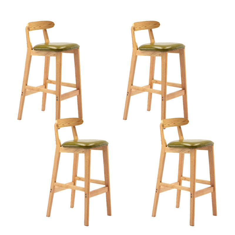 Modern Rubberwood Dessert Shop Barstool Footrest Matte Finish Stool Green 4 Piece Set Clearhalo 'Bar Furniture' 'Bar Stools' 'bar_stools' 'furn' 'furn_bar_stools' 'Furniture' 'Kitchen & Dining Furniture' 5777839