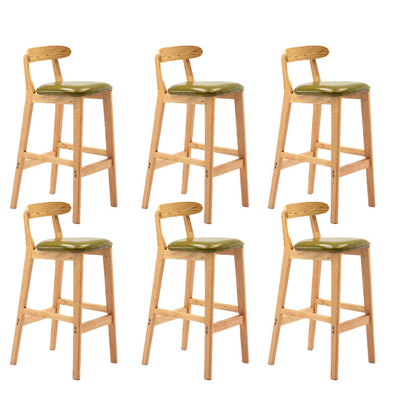 Modern Rubberwood Dessert Shop Barstool Footrest Matte Finish Stool Green 6 Piece Set Clearhalo 'Bar Furniture' 'Bar Stools' 'bar_stools' 'furn' 'furn_bar_stools' 'Furniture' 'Kitchen & Dining Furniture' 5777840
