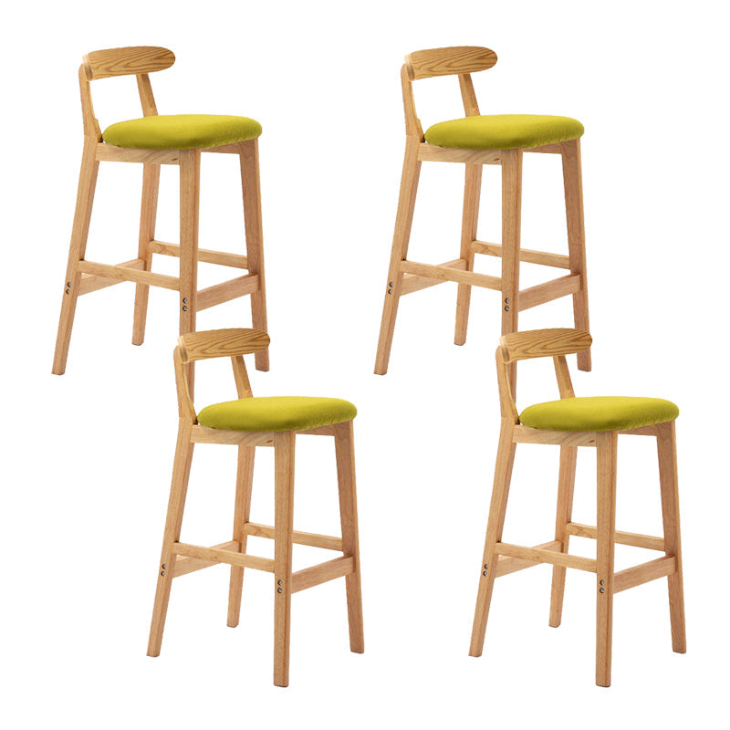 Modern Rubberwood Dessert Shop Barstool Footrest Matte Finish Stool Light Green 4 Piece Set Clearhalo 'Bar Furniture' 'Bar Stools' 'bar_stools' 'furn' 'furn_bar_stools' 'Furniture' 'Kitchen & Dining Furniture' 5777844