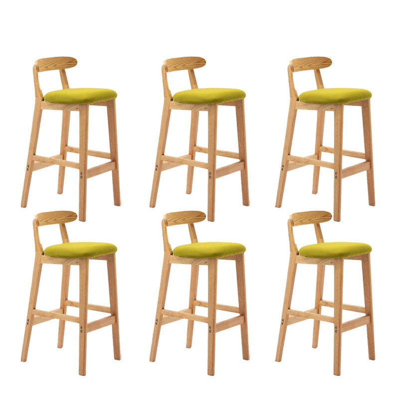 Modern Rubberwood Dessert Shop Barstool Footrest Matte Finish Stool Light Green 6 Piece Set Clearhalo 'Bar Furniture' 'Bar Stools' 'bar_stools' 'furn' 'furn_bar_stools' 'Furniture' 'Kitchen & Dining Furniture' 5777845