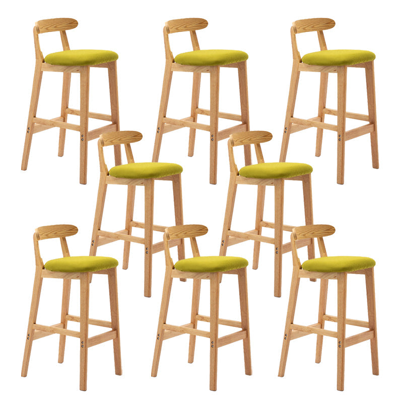 Modern Rubberwood Dessert Shop Barstool Footrest Matte Finish Stool Light Green 8 Piece Set Clearhalo 'Bar Furniture' 'Bar Stools' 'bar_stools' 'furn' 'furn_bar_stools' 'Furniture' 'Kitchen & Dining Furniture' 5777846