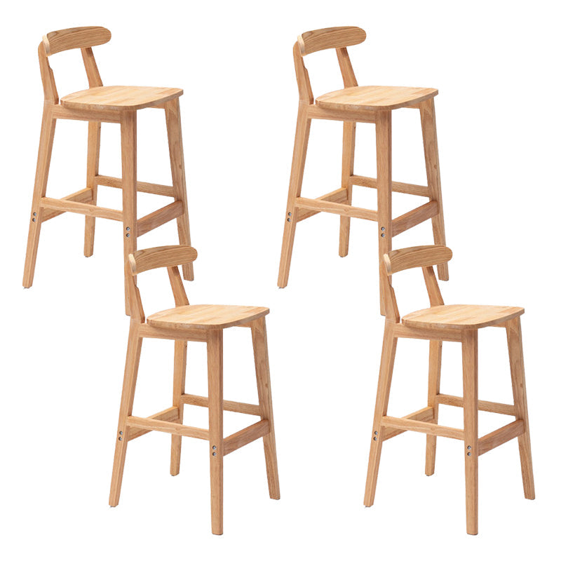 Modern Rubberwood Dessert Shop Barstool Footrest Matte Finish Stool Wood 4 Piece Set Clearhalo 'Bar Furniture' 'Bar Stools' 'bar_stools' 'furn' 'furn_bar_stools' 'Furniture' 'Kitchen & Dining Furniture' 5777849