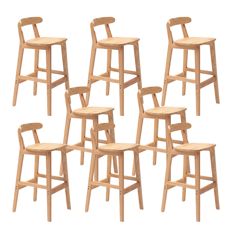 Modern Rubberwood Dessert Shop Barstool Footrest Matte Finish Stool Wood 8 Piece Set Clearhalo 'Bar Furniture' 'Bar Stools' 'bar_stools' 'furn' 'furn_bar_stools' 'Furniture' 'Kitchen & Dining Furniture' 5777851